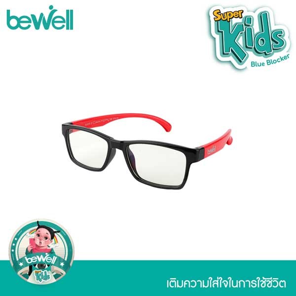 แว่นตัดแสงสีฟ้าสำหรับเด็ก ทรงเหลี่ยม (BLACK)